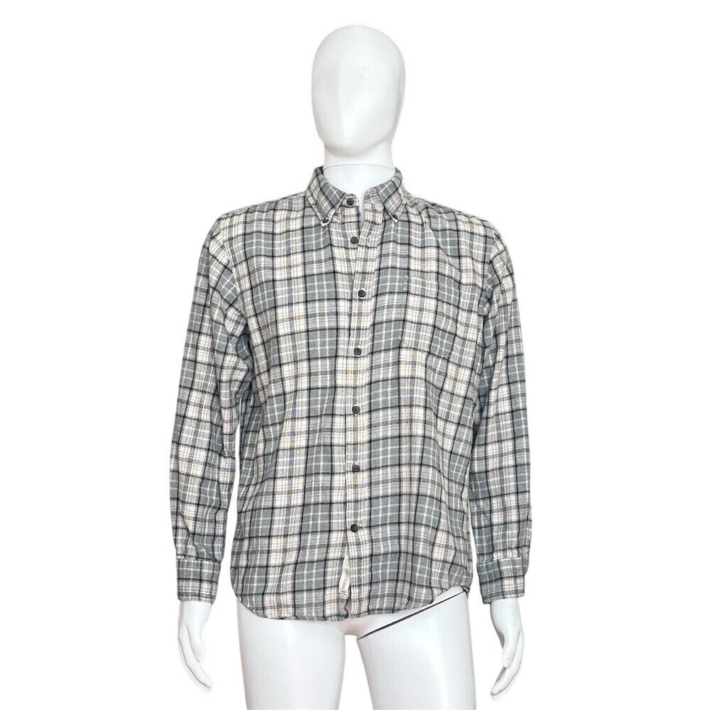 St. John's Bay Shirt Men's M Gray White Plaid Classic Fit Button-Down - Picture 3 of 9